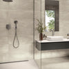 Abstract Silver 30 x 90 tile in ensuite bathroom.
