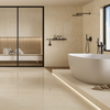 Crema Marfil Tile in Glamorous Bathroom