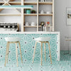 Osaka Aqua Porcelain Hexagonal Tile at Bar Counter