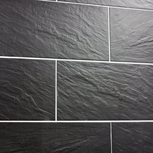 Nain Black Slate Effect Tiles on a Wall