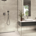 Abstract Silver 30 x 90 tile in ensuite bathroom.