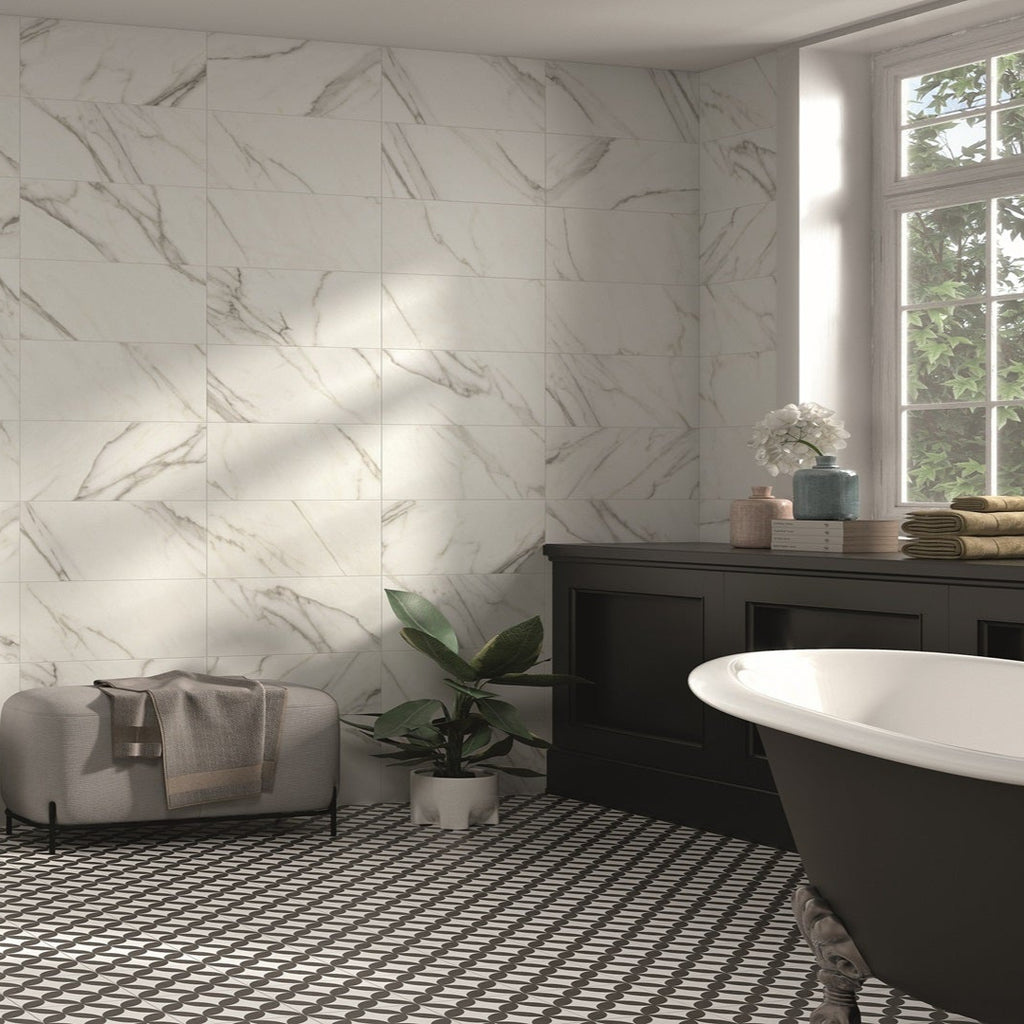 Aston White Tile on Bathroom Wall