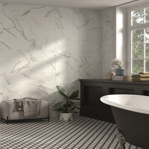 Aston White Tile on Bathroom Wall