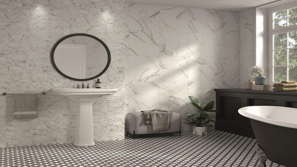 Aston White Tile on Bathroom Wall