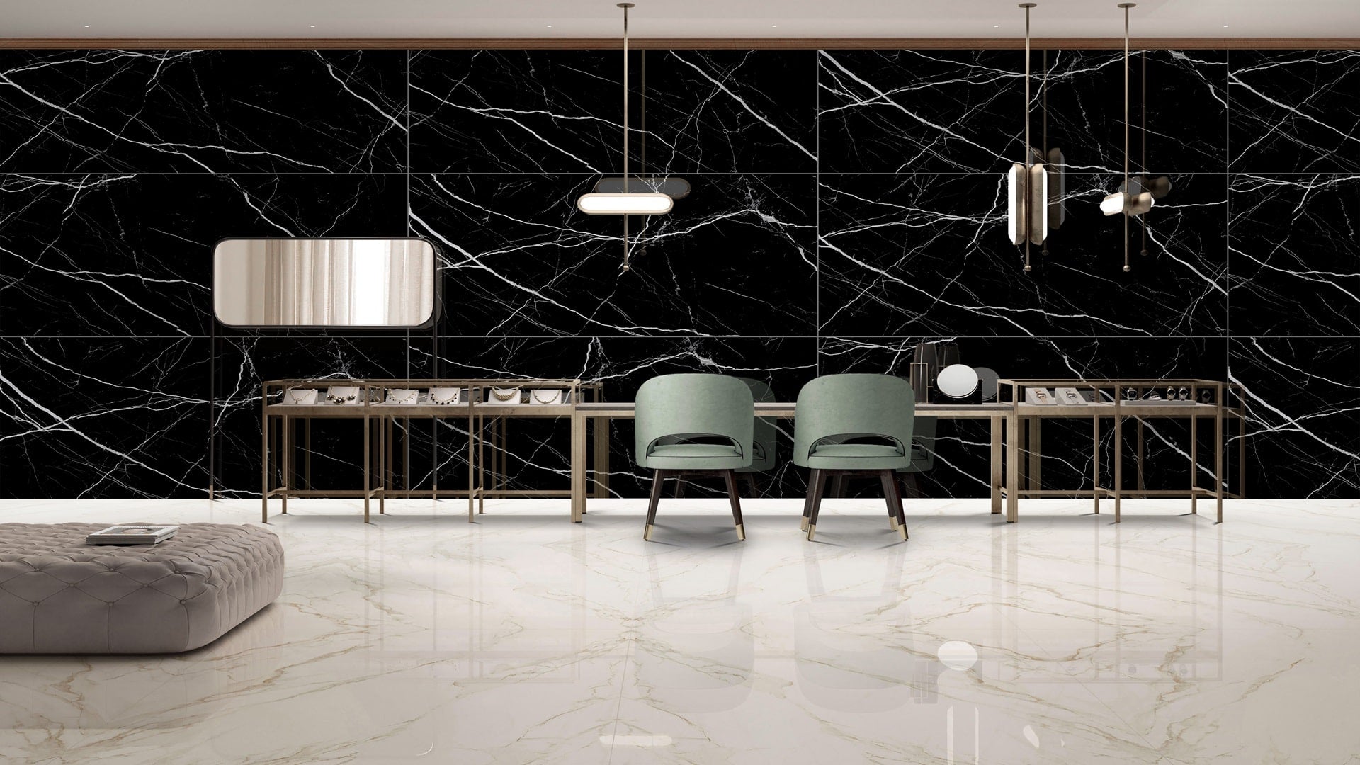 Atlantis Black Tile in Showroom