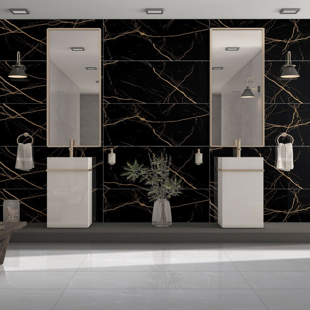 Atlantis Black and Gold Tile in Bathroom