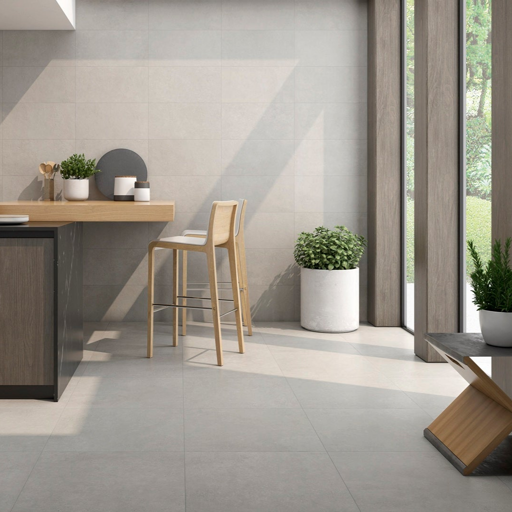 Avenue Grey Floor Tile in Sleek Kitchen