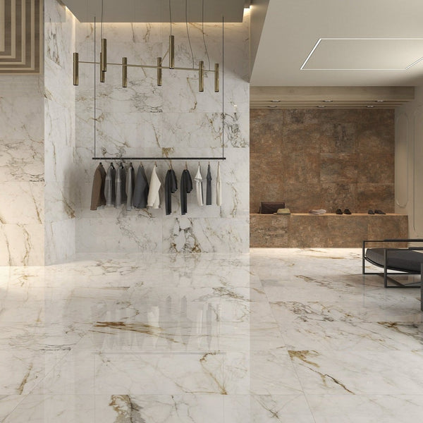 Barnaby Polished 60 x 120 Tile in Modern Showroom