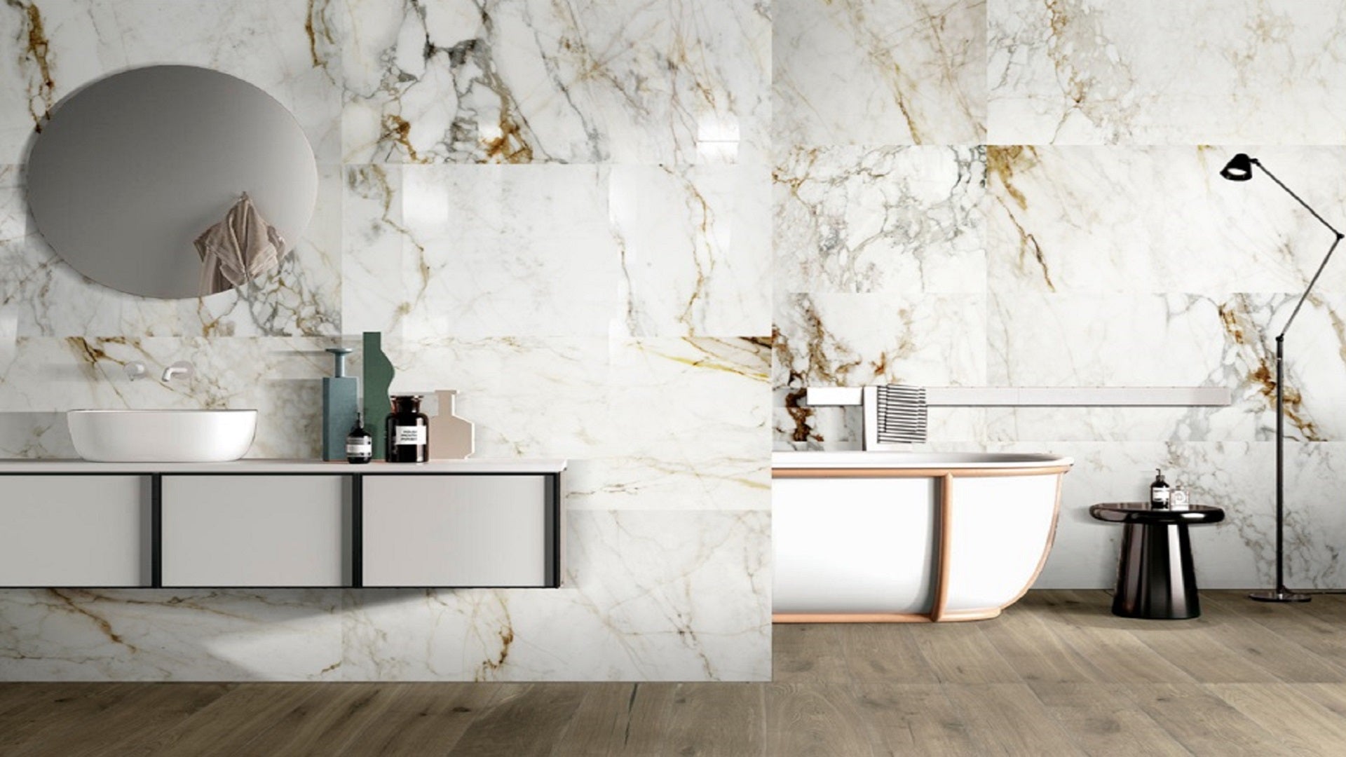 Barnaby Matt 60 x 120 Tile in Large Bathroom