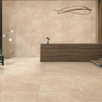 British Beige 60 x 120 cm Tile in modern bathroom