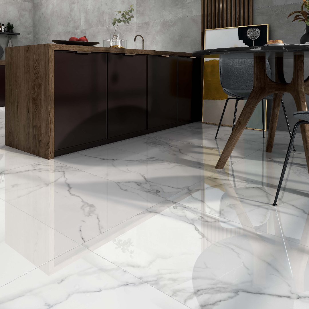 Calacatta Alabaster Polished Tile in Modern Kitchen