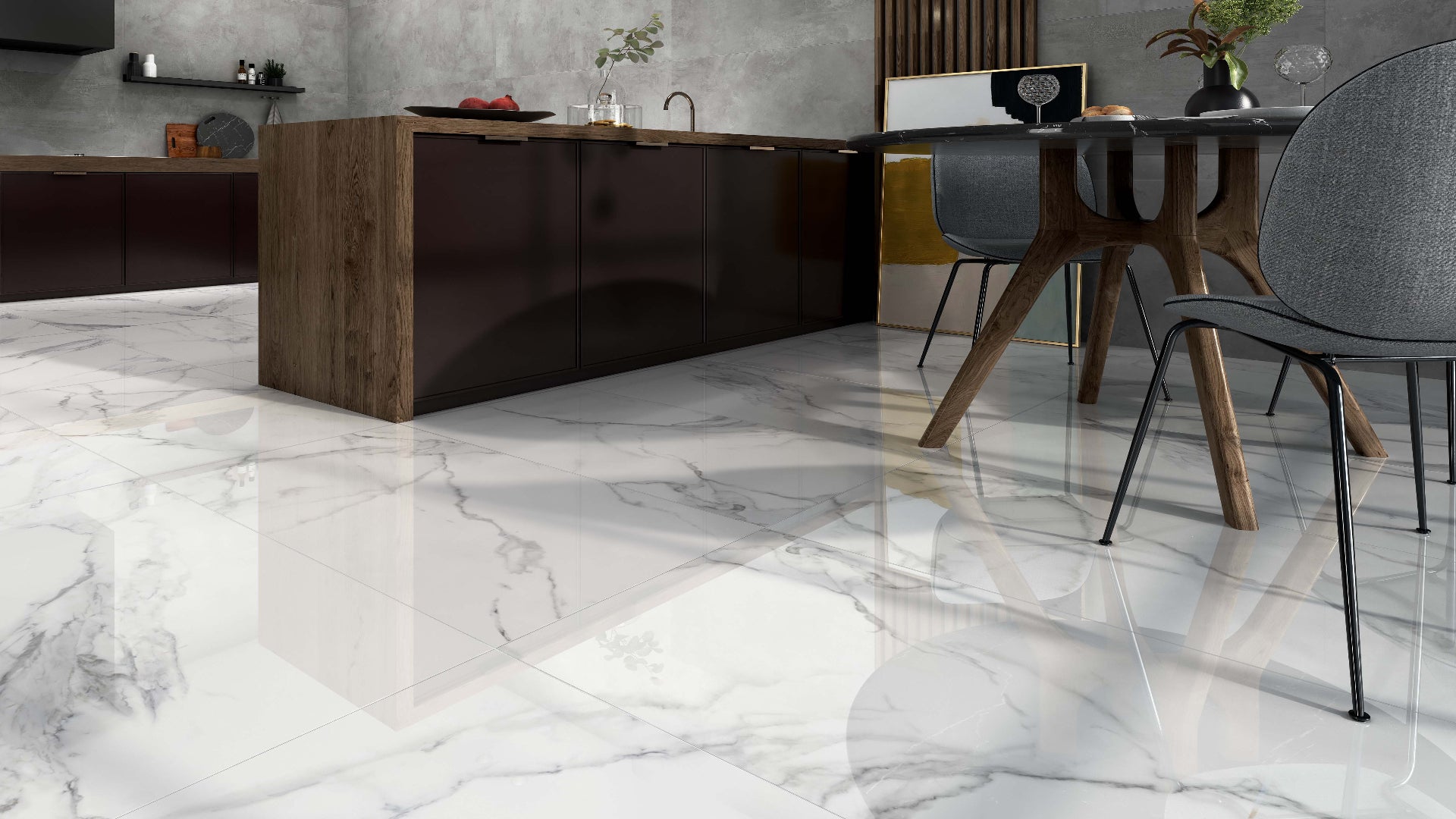 Calacatta Alabaster Polished Tile in Modern Kitchen