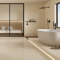Crema Marfil Tile in Glamorous Bathroom