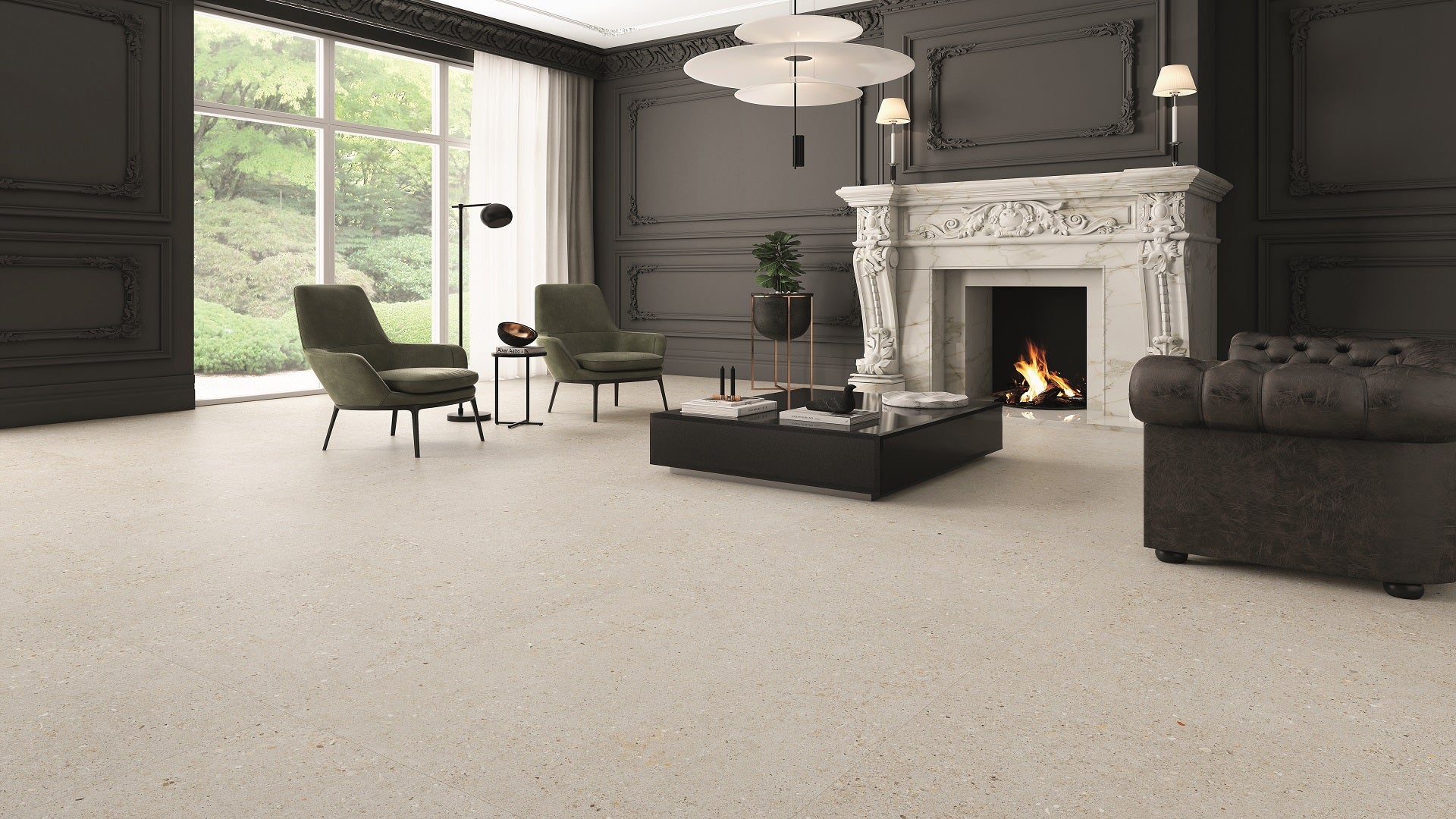 Doge San Marco Glazed Porcelain Tile in Waiting Area