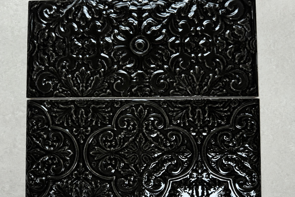 16.50 Sq Metres Dante Black Victorian Style Wall Tile 10 x 20 cm  €100