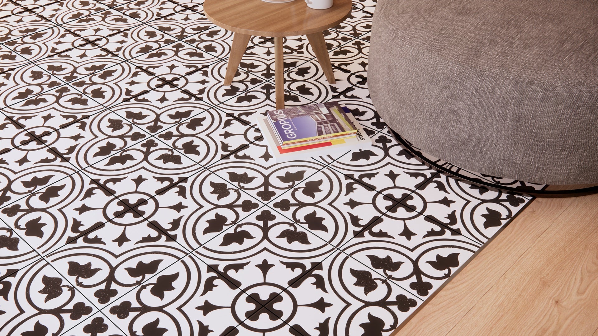 Dover Black Tile on Floor