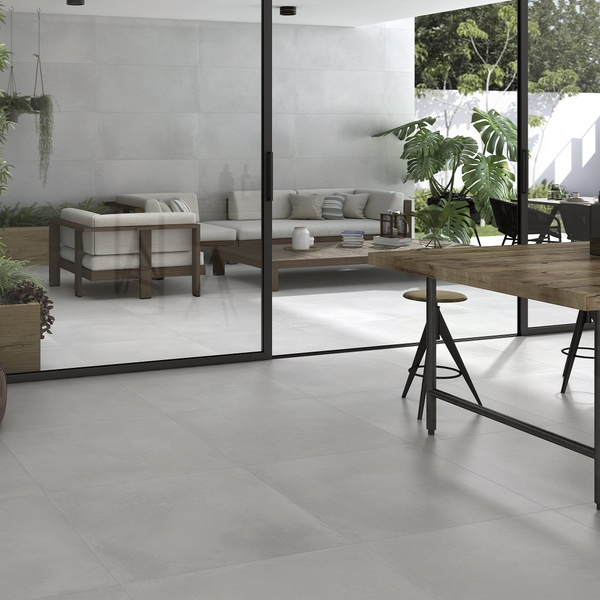 Energy Gris 60 x 120 Glazed Porcelain Tile in Conservatory