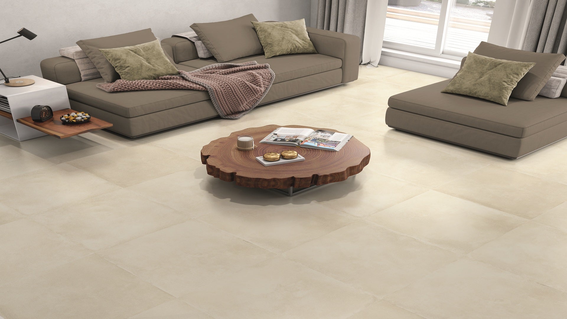 Energy Ivory Tile on Living Room Floor