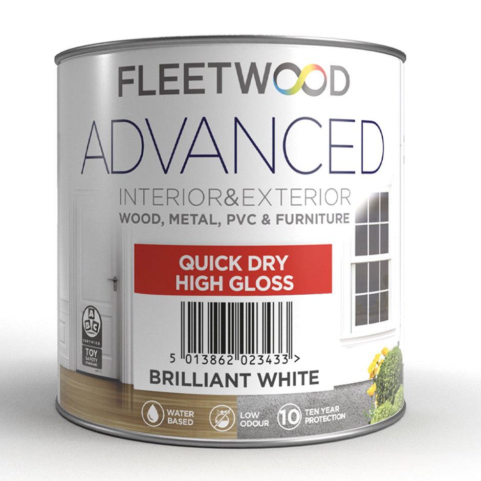 Fleetwood Advanced paint can on a white background