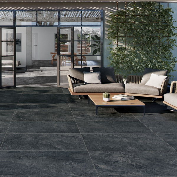 Geostone Antracite Outdoor Porcelain Tile 60 x 90 in Conservatory