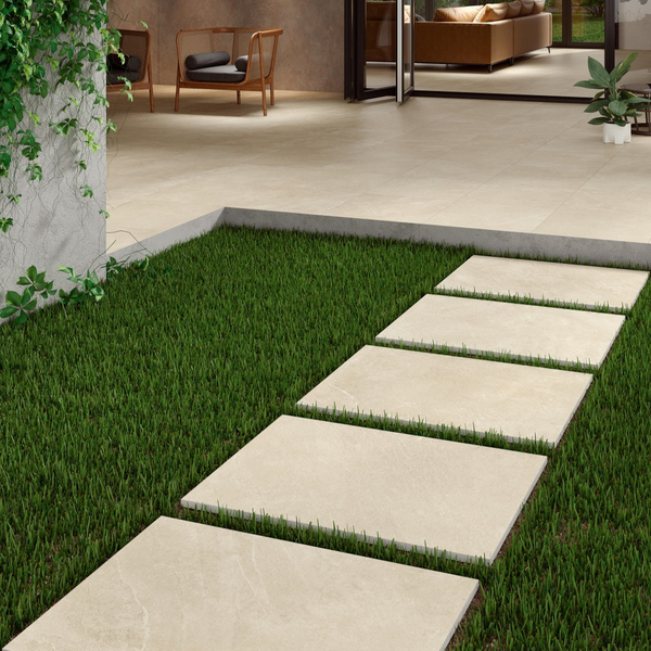 Geostone Sand Outdoor Porcelain 60 x 90cm as Lawn Stepping Stones