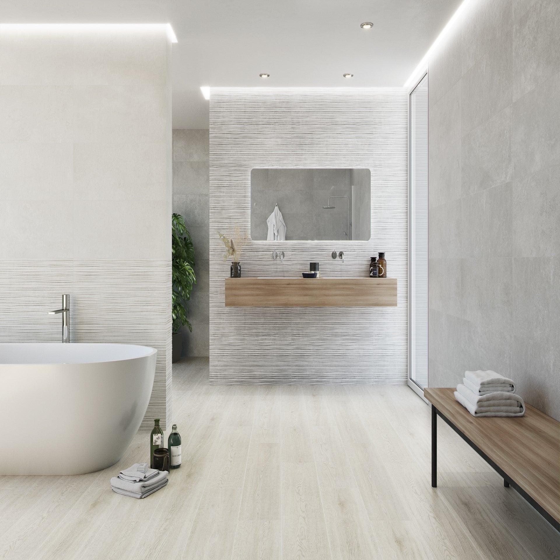Light Grey Plank Tile Bathroom
