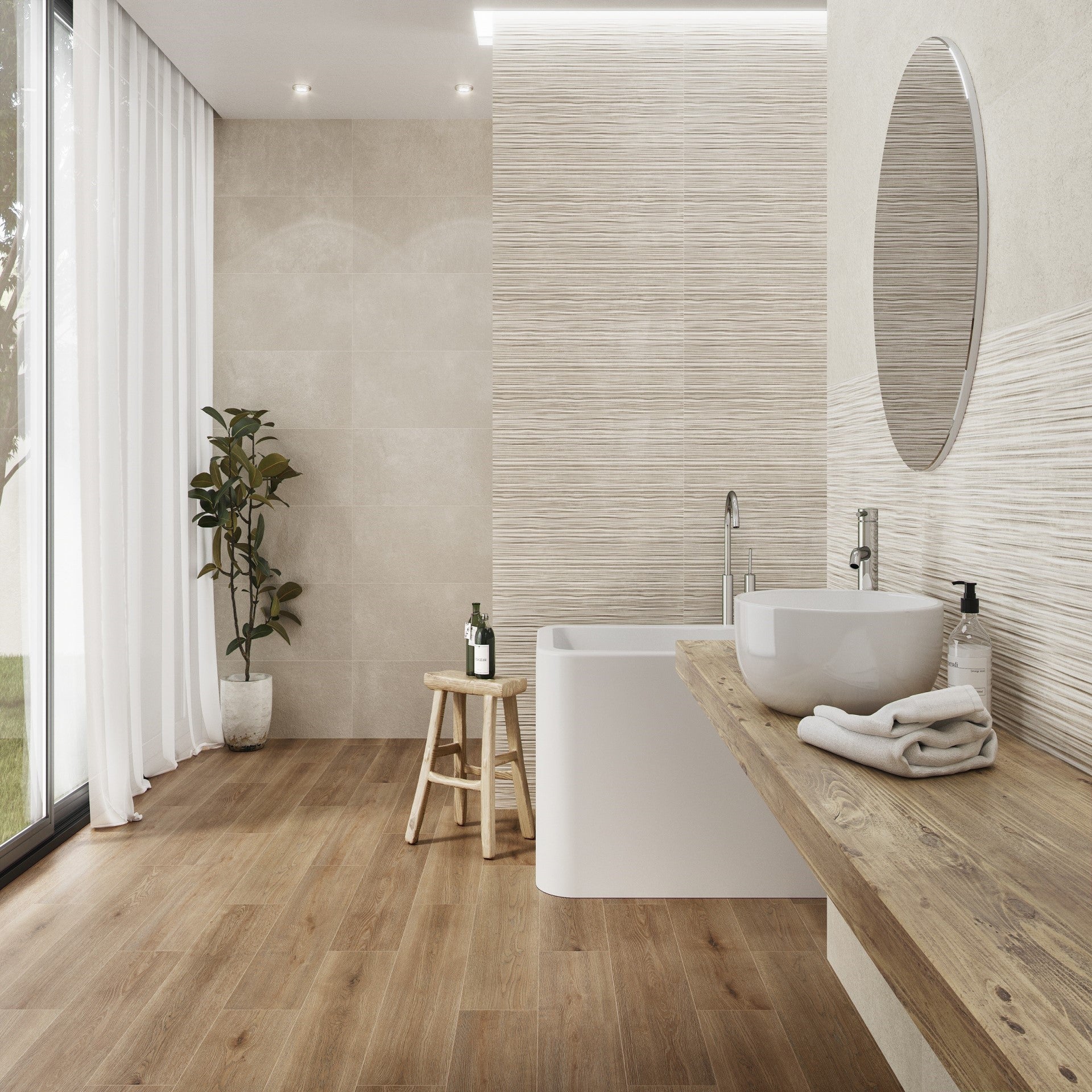 Harlem Chalk 33 x 90 Tile in Luxury Bathroom
