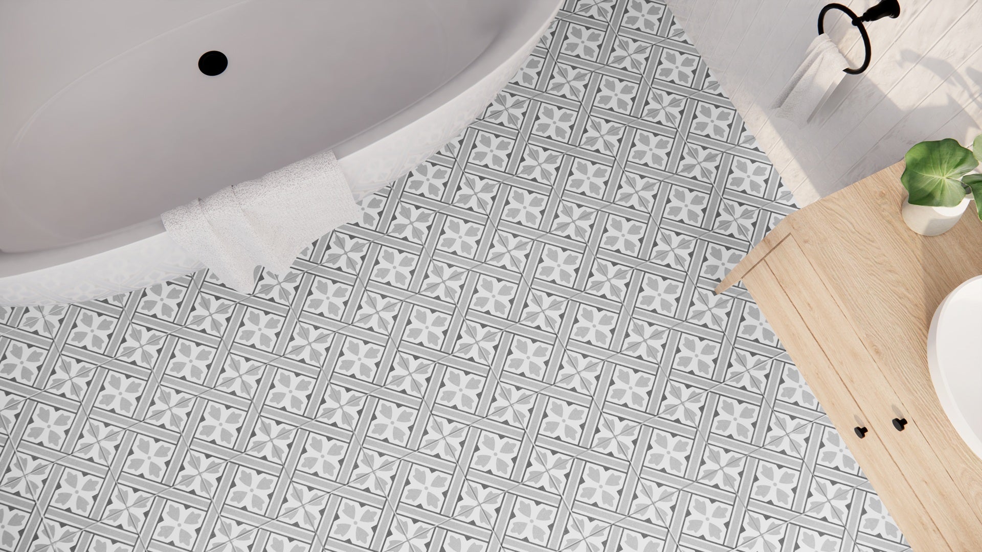 Howard Grey on Bathroom Floor