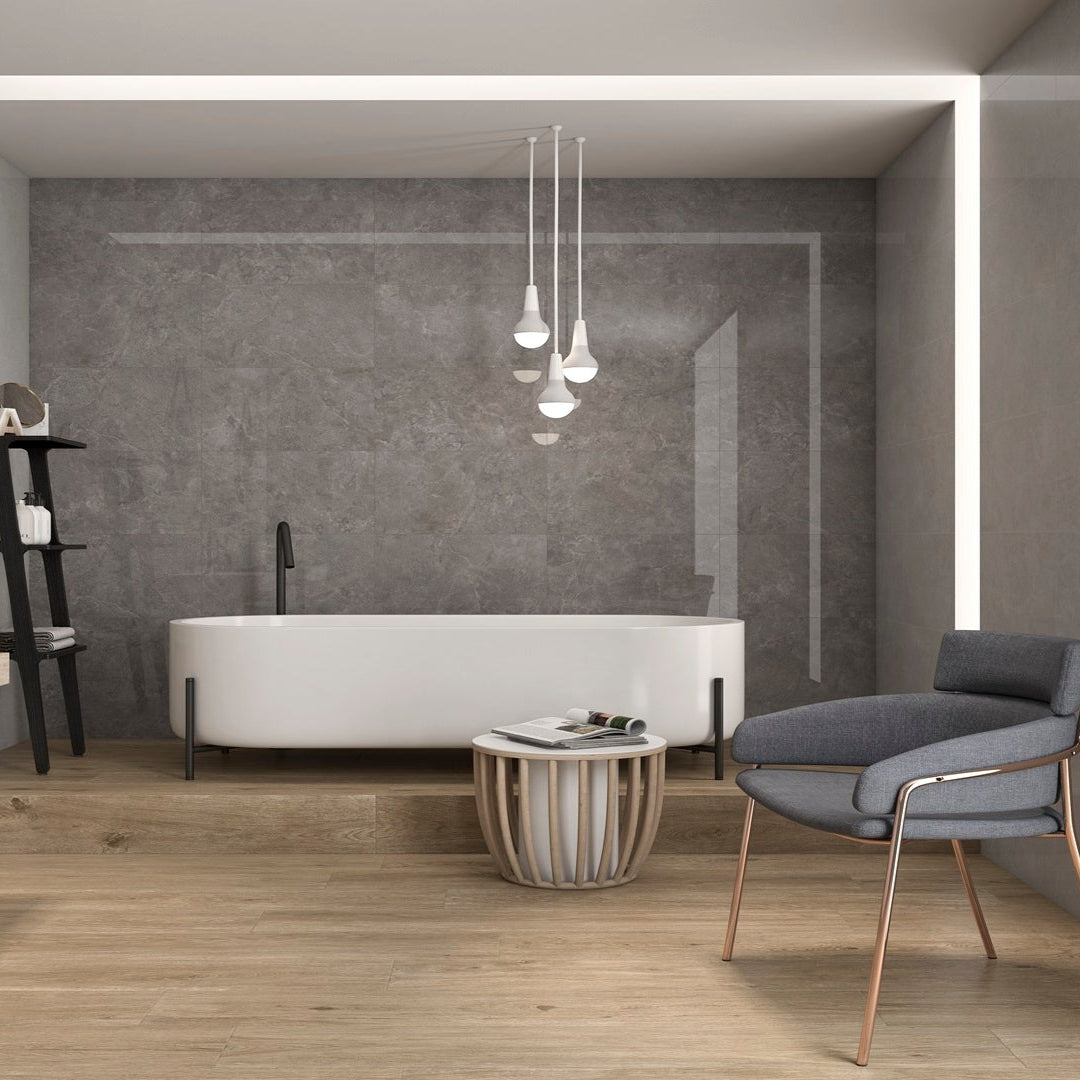 Lao Grey Tile in Large Ensuite