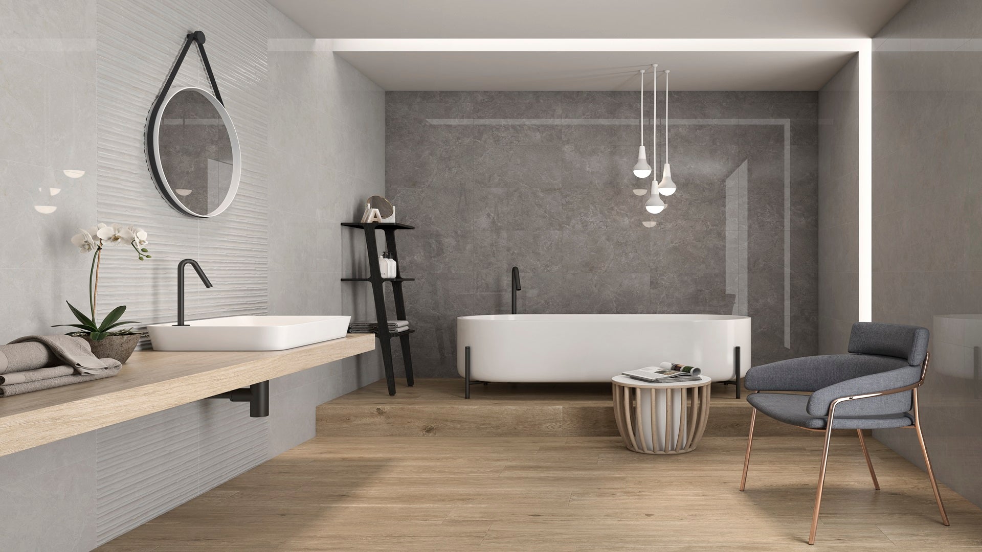 Lao Grey Tile in Large Ensuite