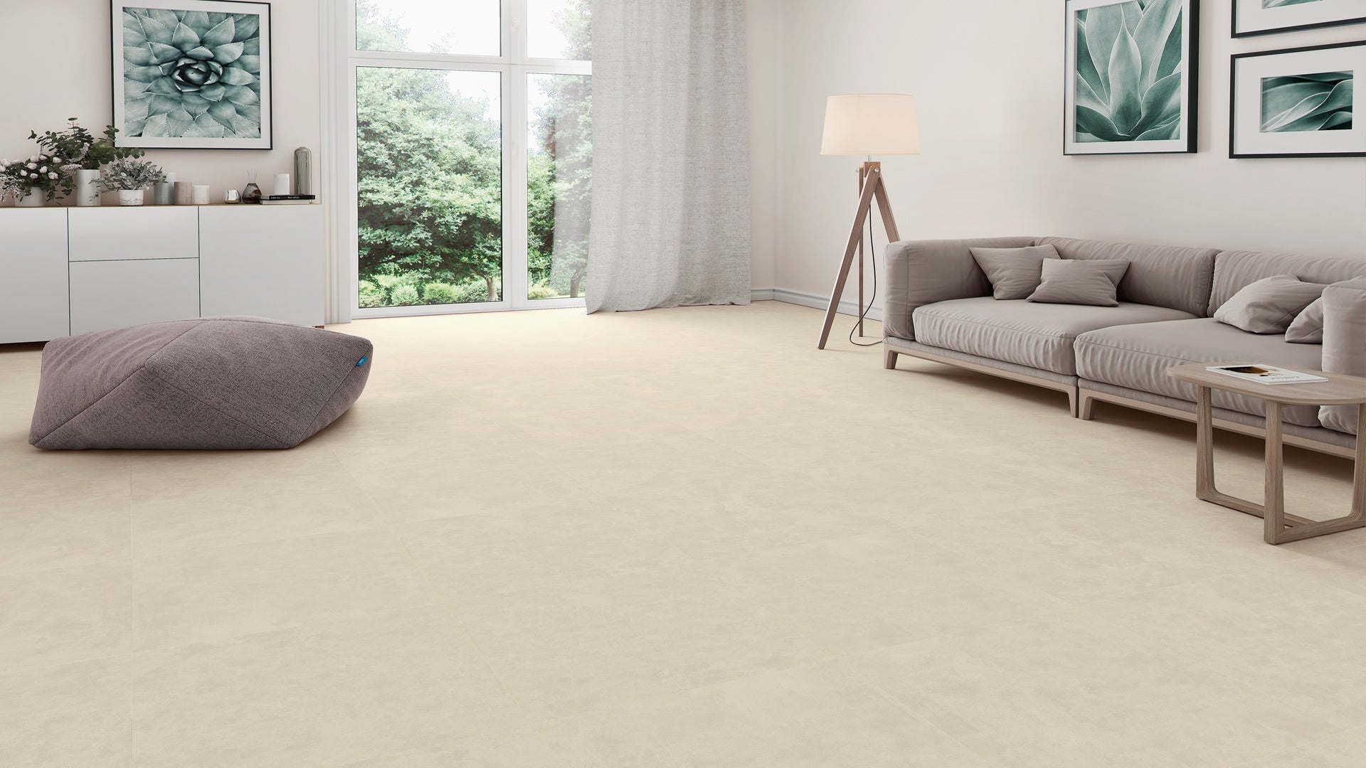 Lardenne Cream Tile in Large Living Area