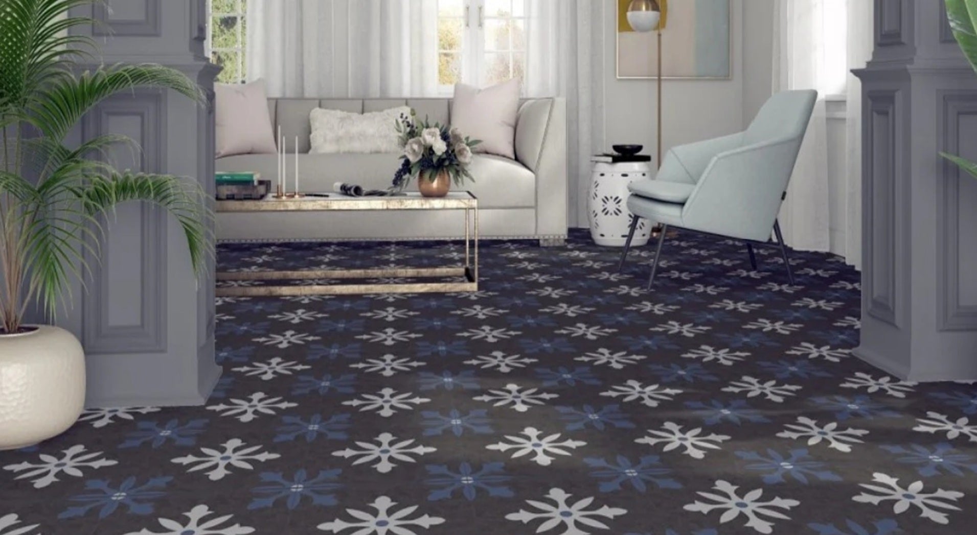 Liverpool Black Vintage Tile on Floor
