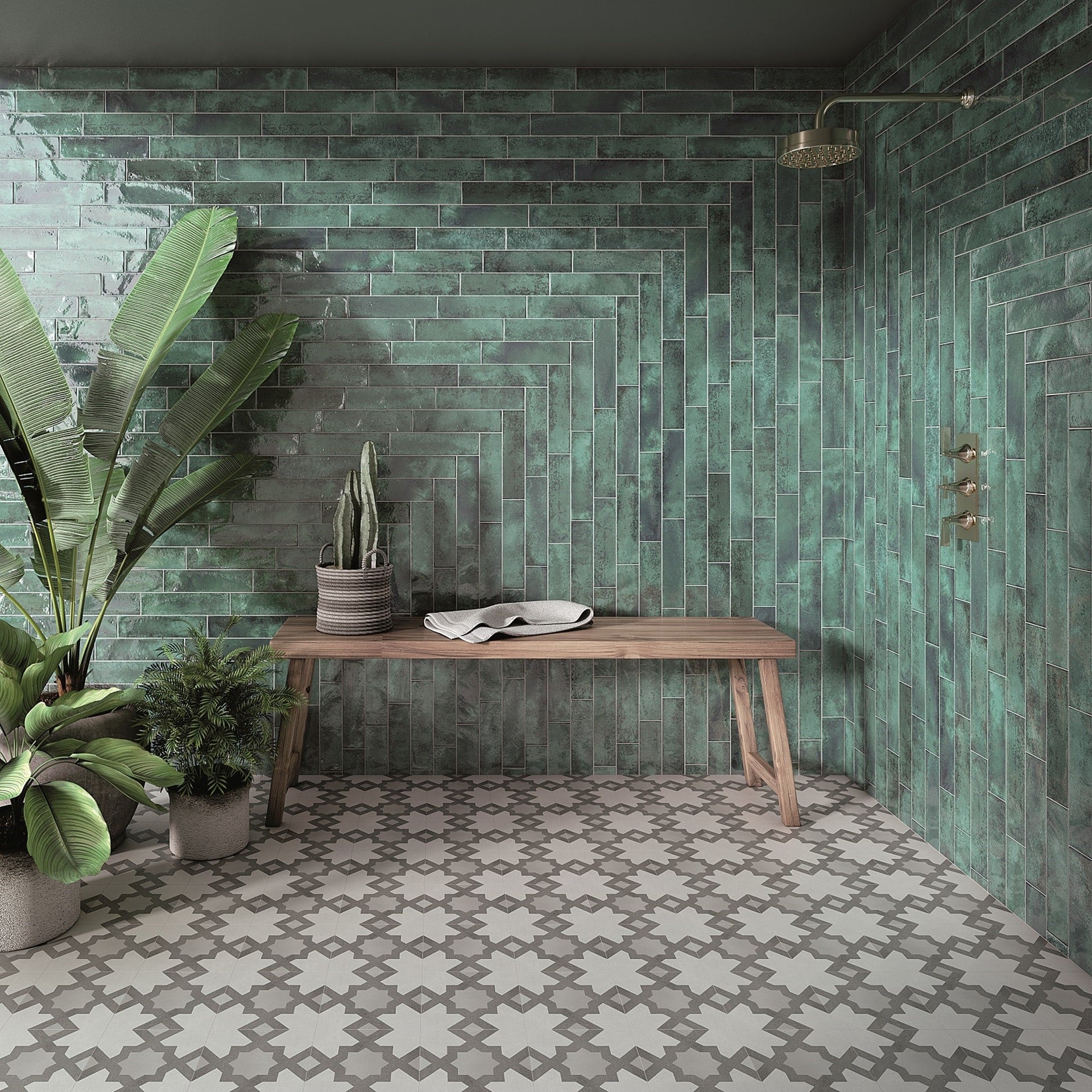 Nissel Emerald Tile in Shower Room