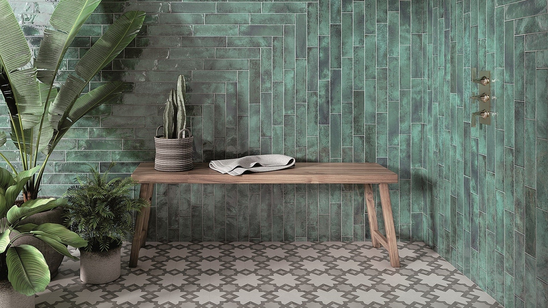 Nissel Emerald Tile in Shower Room