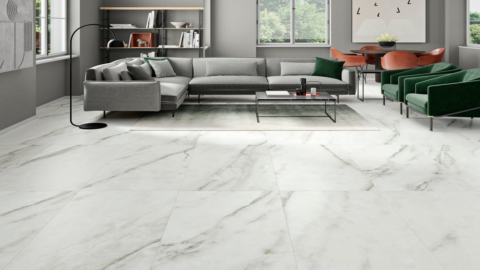Piur Ice 60 x 120 Tile in Luxury Living Room
