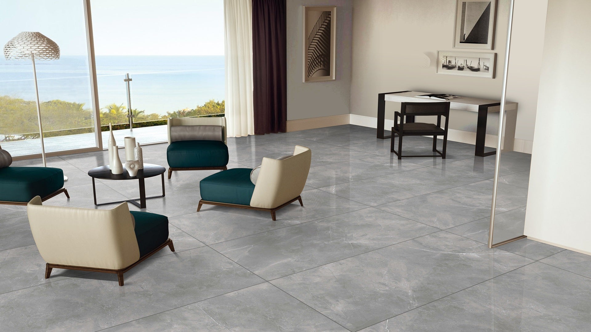 Quantum Dark Grey Tile in Living Room
