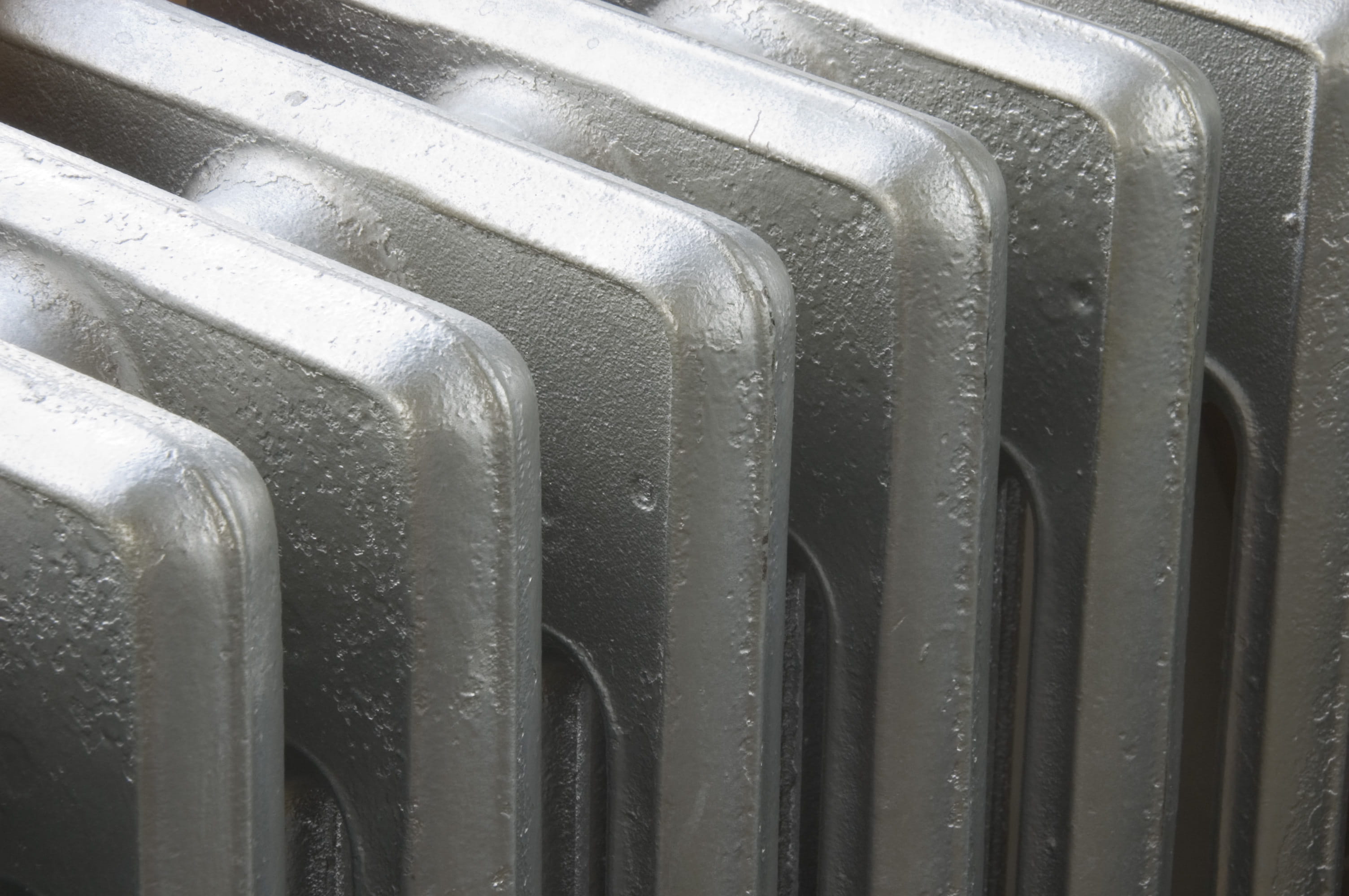 Close-up of a metallic radiator