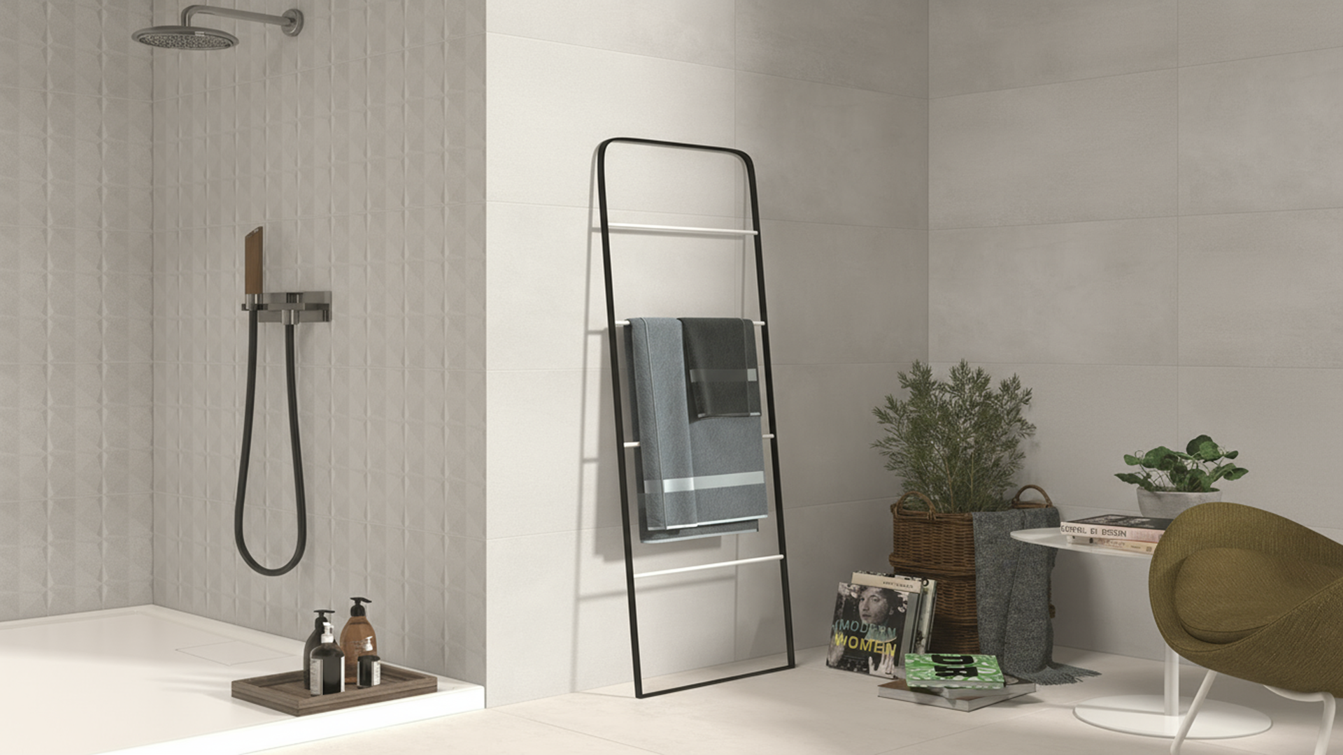 Subway Perla Tiles in Shower Room
