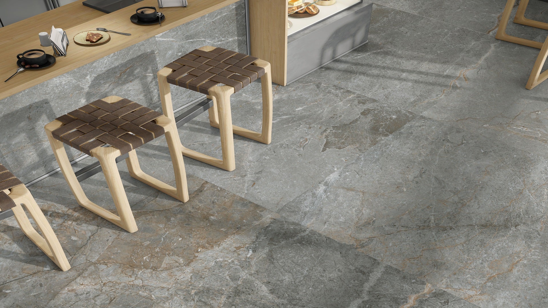 Toscana Gris Tile at Breakfast Bar