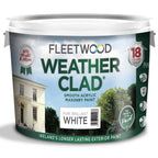 Fleetwood Weather Clad paint container with label on a white background