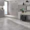 Belgian Grey and White Tiles in Luxury Bathroom