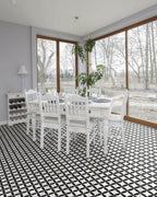 Circle Black Porcelain Tile with Kitchen Table