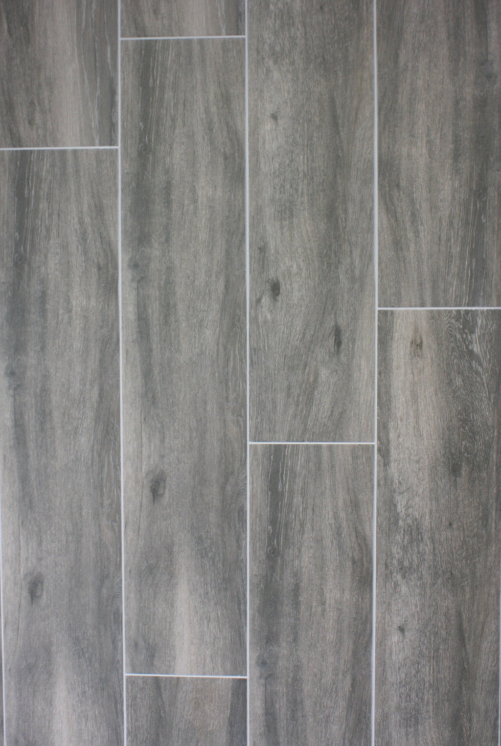 Atelier Grey Wood Effect Tile with silver grout