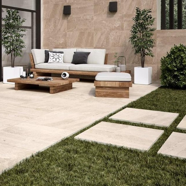 Burning Sand Outdoor Tile in Trendy Suburban Garden