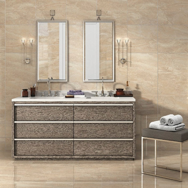 Kenia Marfil Tile in Bathroom