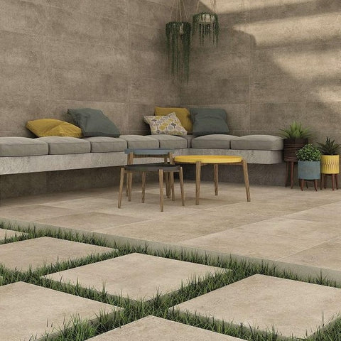 Materia Taupe Tile in Modern Garden