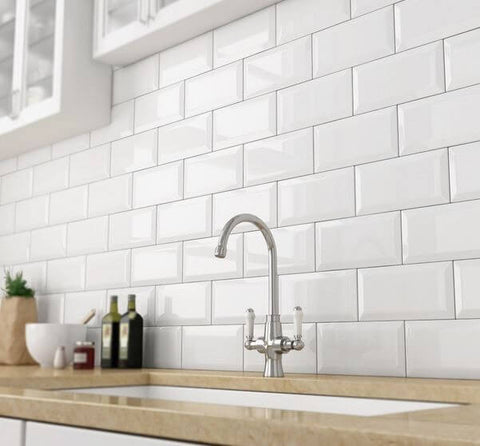 Metro Wall Tiles for Kitchens with Backsplash and Sink - White 10 