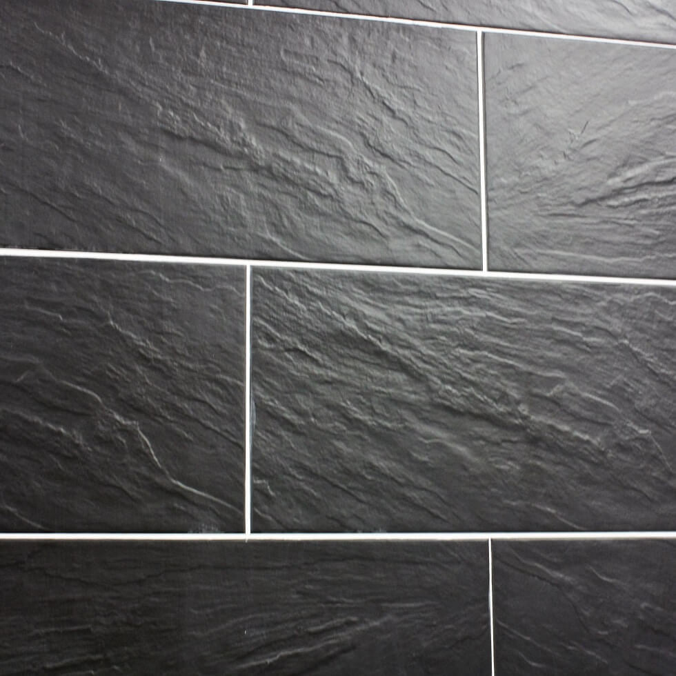 Nain Black Slate Effect Tiles on a Wall