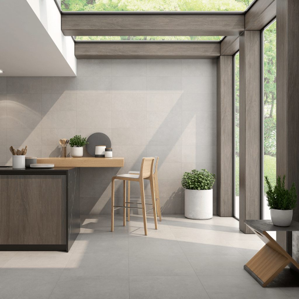 Plock Porcelain Floor Tiles in Futuristic Kitchen