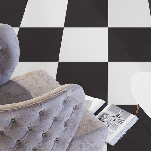 Prisma Black and White Floor Tiles with Armchair